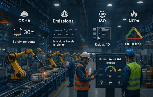 Industrial manufacturing compliance software showing OSHA dashboard
