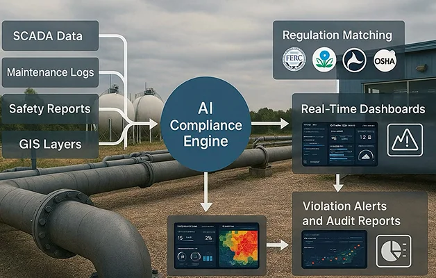 Midstream pipeline compliance management software dashboard