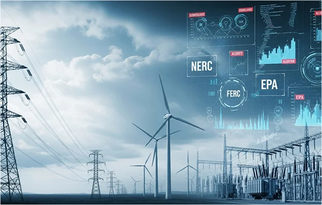 Power utility compliance software dashboard with NERC status