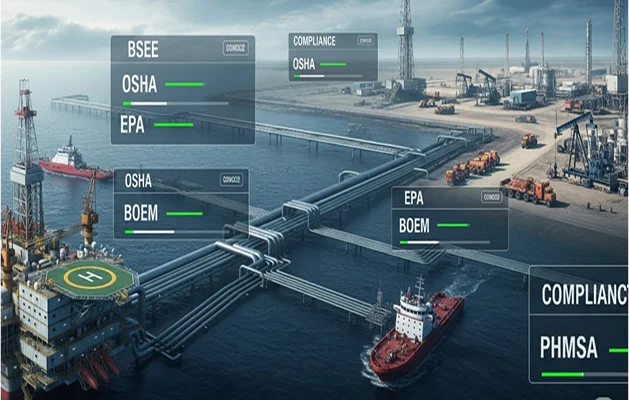 Upstream oil exploration compliance software dashboard screenshot